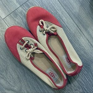 UGG Catrin Crochet Slip On Sneaker Boat Shoe Red Orange Coral Espadrille US 7
